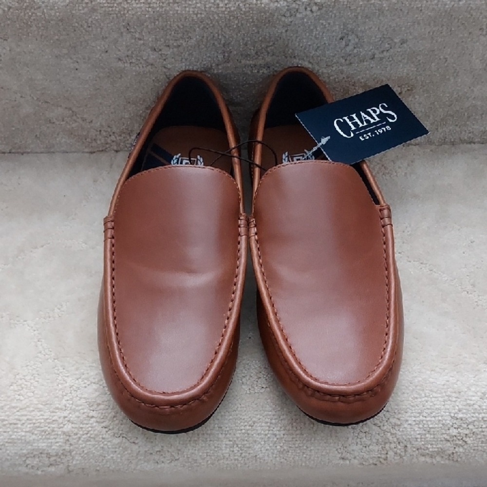 Chaps Brown Loafers Slip-Ons with Smooth Leather and Rounded Toe
